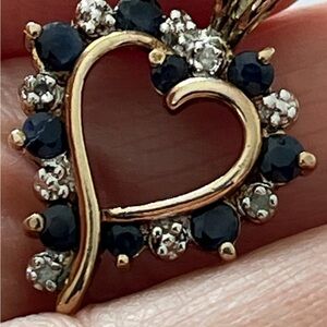 Sterling heart shaped pendant with small sapphires
